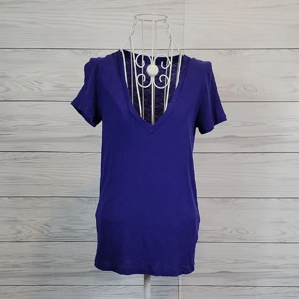 J.Crew Vintage Cotton Purple V-Neck Tee Womens Size XS